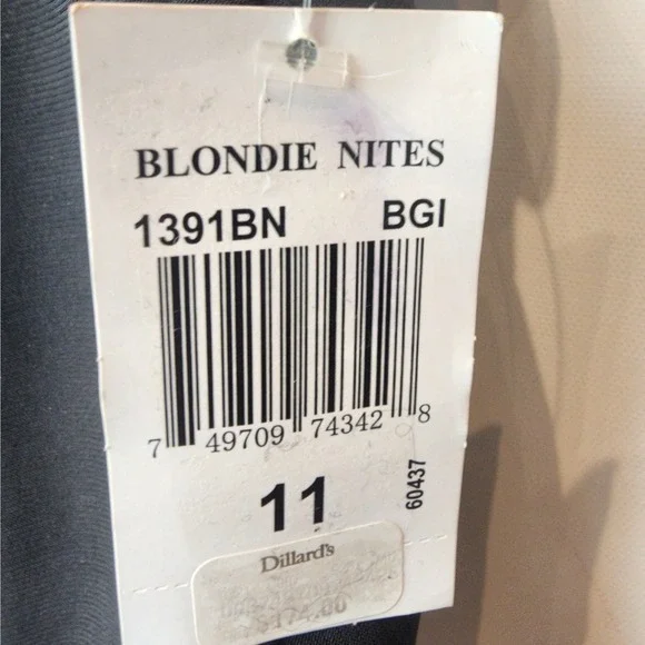 Blondie Nites One Shoulder Cocktail Dress Black Champagne Satin Teens 11 NWT - Picture 3 of 11